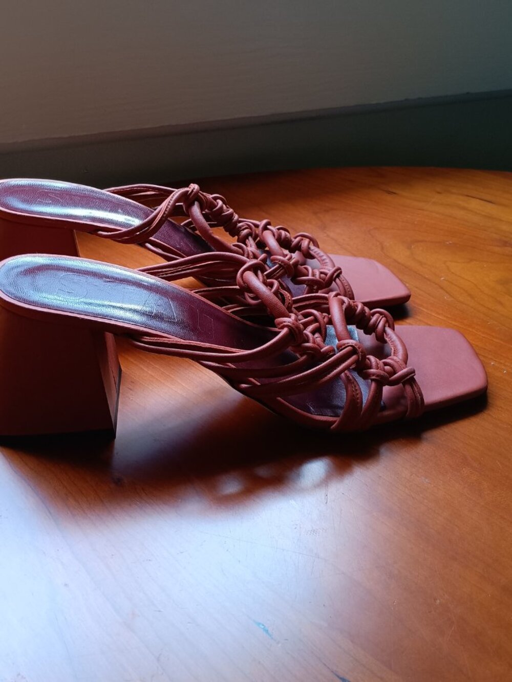 Staud Woven Leather Block Heel Sandals Size 41 EUR - Picture 6 of 13